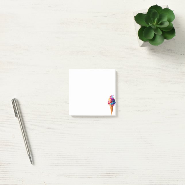 Post-it® Le cône de glace classique vibrant de SlipperyJoe' (Bureau)