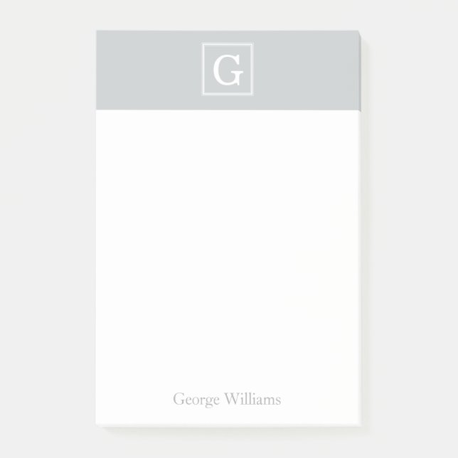 Post-it® Le gris a encadré le monogramme personnalisé (Devant)