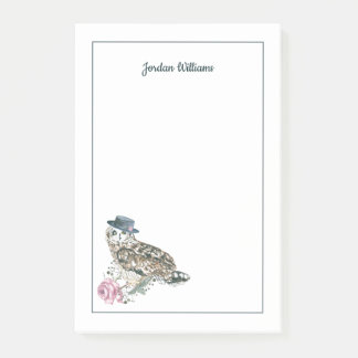 Post-it® Le hibou d'aquarelle | ajoutent votre nom