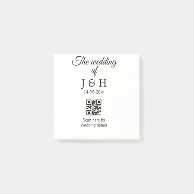 Post-it® Le mariage d'ajouter le nom de couple QR code scan (Devant)
