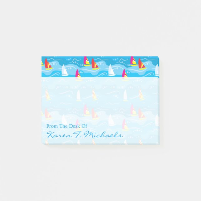 Post-it® Le motif au néon | de yacht ajoutent votre nom (Devant)