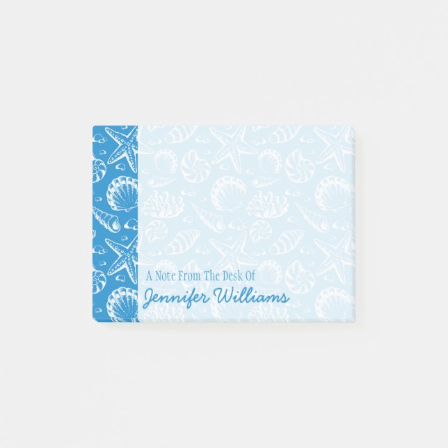 Post-it® Le motif bleu | de plage ajoutent votre nom (Devant)