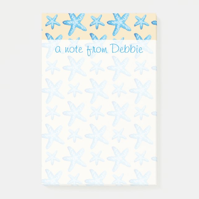 Post-it® Le motif bleu | d'étoiles de mer d'aquarelle (Devant)