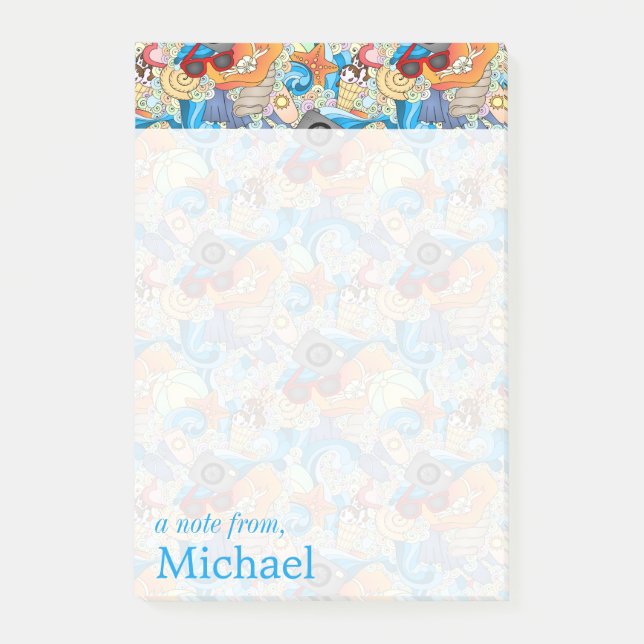 Post-it® Le motif | d'amusement d'été ajoutent votre nom (Devant)