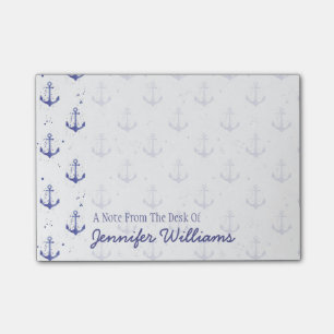 Post-it® Le motif   d'Ancre d'aquarelle ajoutent votre nom