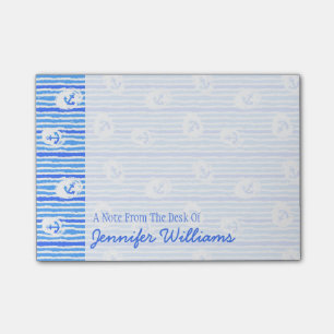 Post-it® Le motif   d'Ancre d'aquarelle ajoutent votre nom