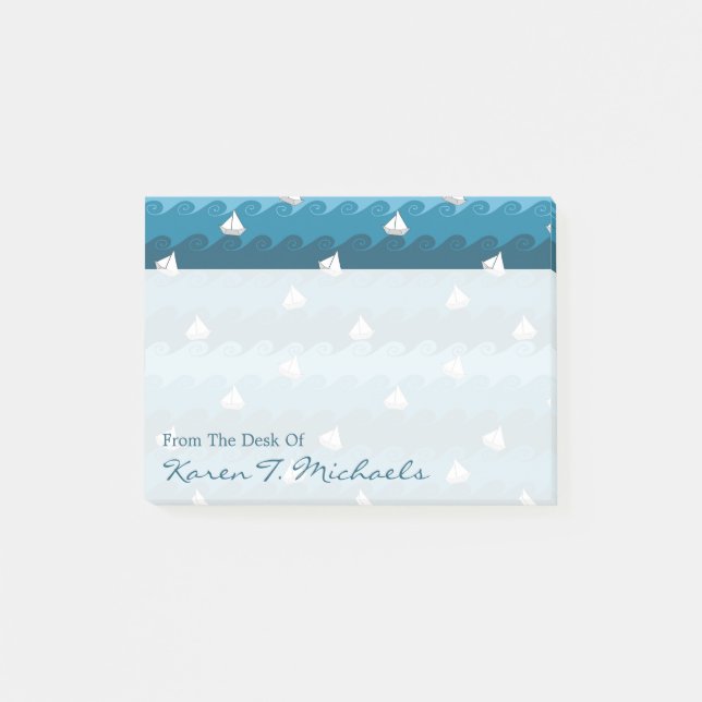 Post-it® Le motif de papier | de bateaux ajoutent votre nom (Devant)