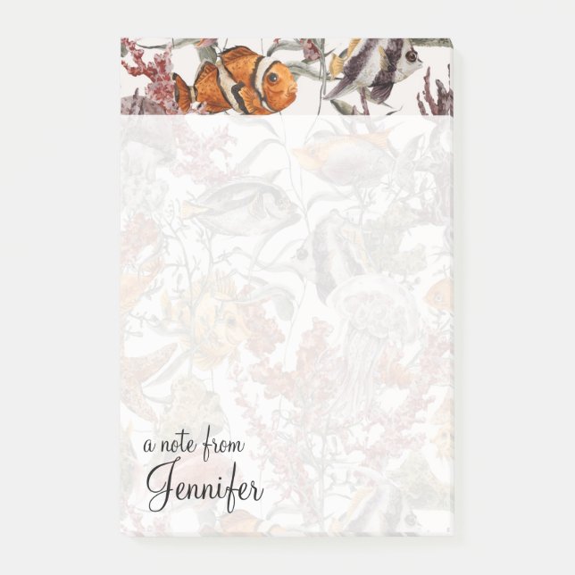 Post-it® Le motif | de vie marine d'aquarelle ajoutent (Devant)