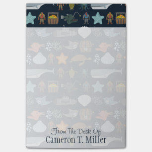 Post-it® Le motif   d'habitants d'océan ajoutent votre nom