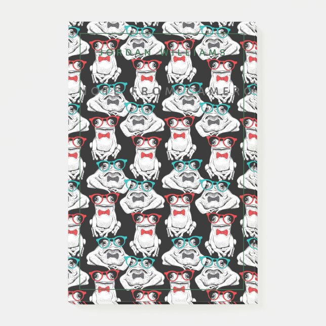 Post-it® Le motif | en verre de grenouille ajoutent votre (Devant)