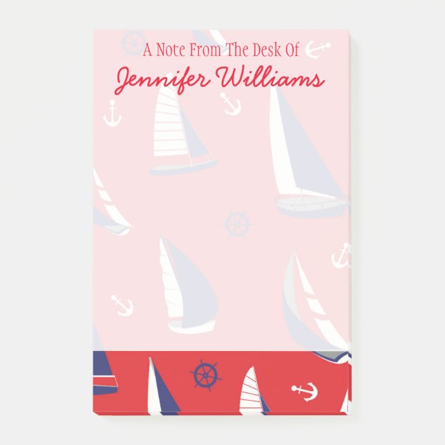 Post-it® Le motif maigre | de voilier ajoutent votre nom (Devant)