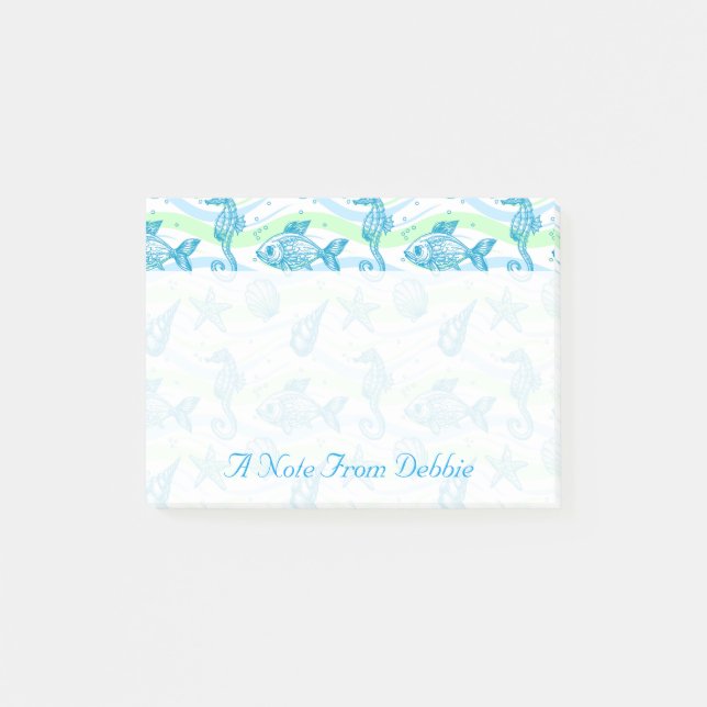 Post-it® Le motif marin | de croquis ajoutent votre nom (Devant)