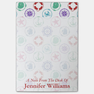 Post-it® Le motif nautique coloré   ajoutent votre nom