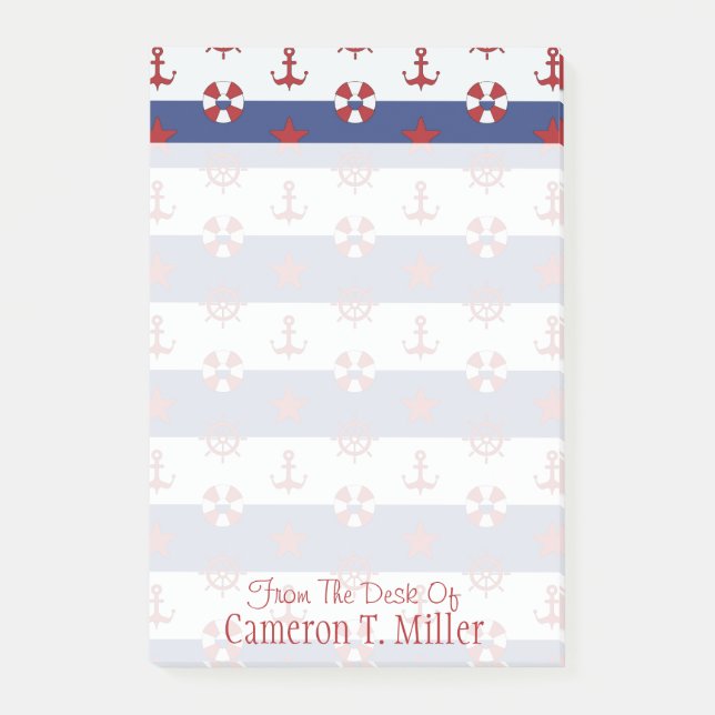 Post-it® Le motif nautique | de bannière étoilée ajoutent (Devant)