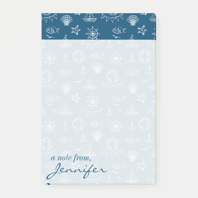 Post-it® Le motif nautique | de dessin de craie ajoutent (Devant)