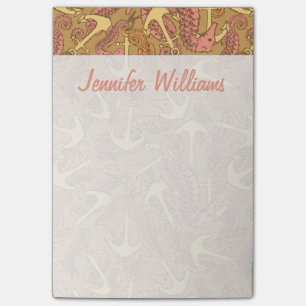 Post-it® Le motif peu précis   d'hippocampe et d'Ancre