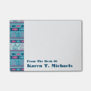 Post-it® Le motif superbe   de poissons et de voilier