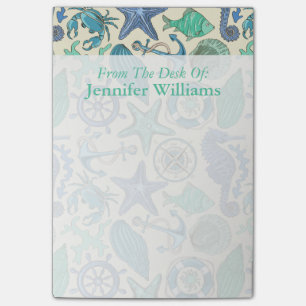 Post-it® Le motif turquoise d'animaux de mer ajoutent