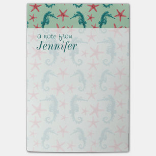 Post-it® Le motif turquoise d'hippocampe ajoutent votre