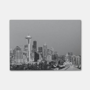 Post-it® Le paysage urbain de Seattle noir et blanc