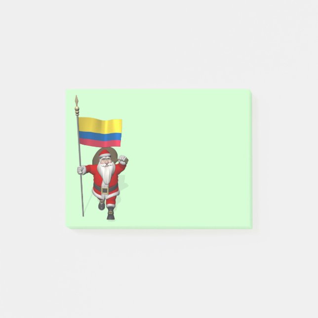 Post-it® Le Père Noël Avec L'Ensigne De La Colombie (Devant)