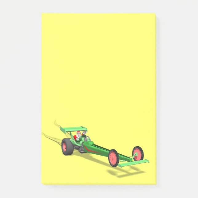 Post-it® Le Père Noël Conduit Un Dragster (Devant)