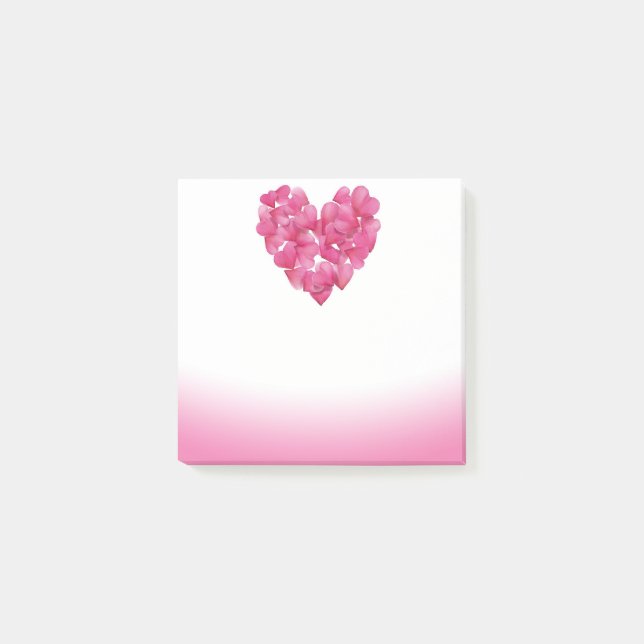 Post-it® Le rose de coeurs de pétale de rose se fanent bloc (Devant)