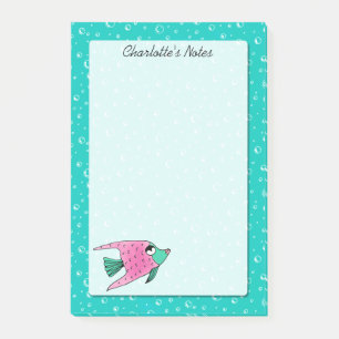 Post-it® Le rose tropical et le Teal de poissons ont