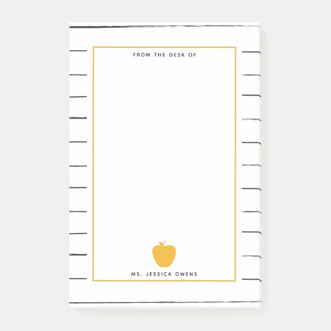 Post-it® Le Sketchic Stripes Enseignant de la Pomme Jaune (Devant)