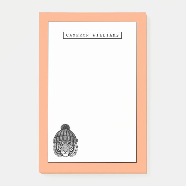 Post-it® Le tigre prêt de mode d'hiver | ajoutent votre nom (Devant)