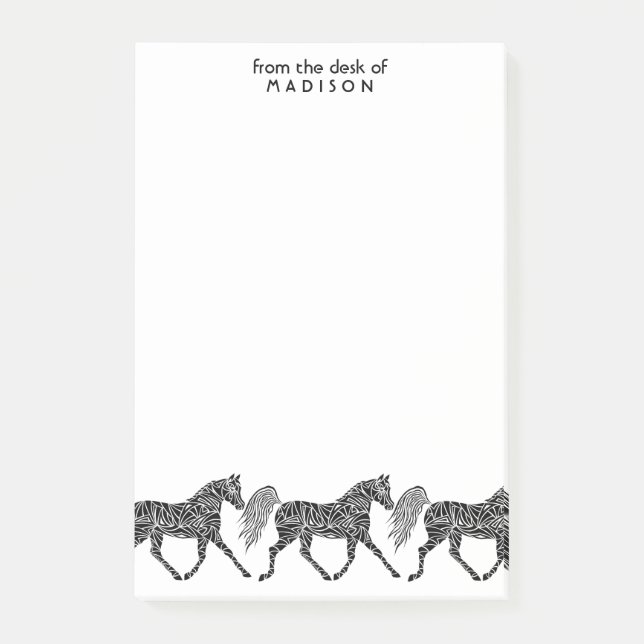 Post-it® Le trot tribal de cheval ajoutent le nom du bureau (Devant)
