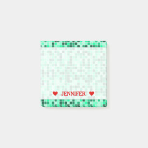 Post-it® Le vert a couvert de tuiles le motif de carrés et