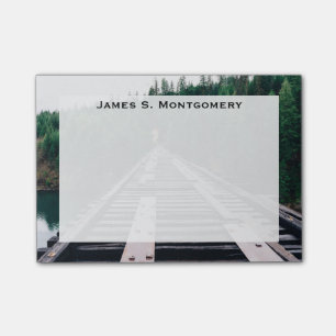 Post-it® L'eau verte en bois de voies ferrées de train de