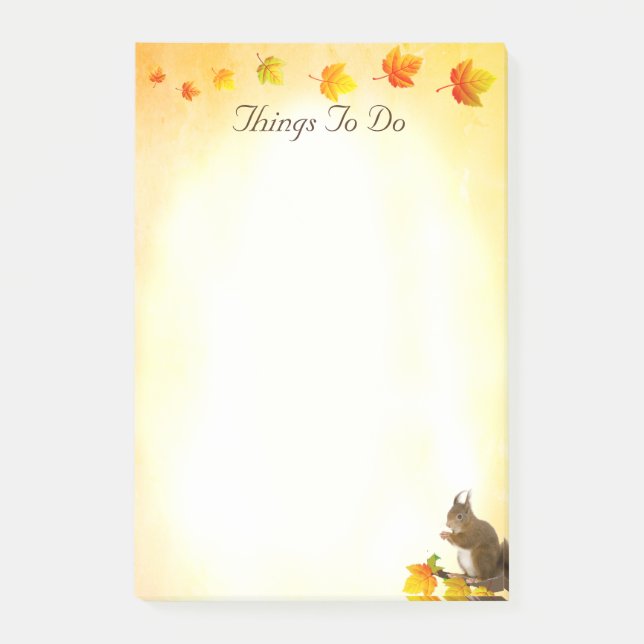 Post-it® L'Écureuil Et L'Automne Laissent Des Choses À Fair (Devant)
