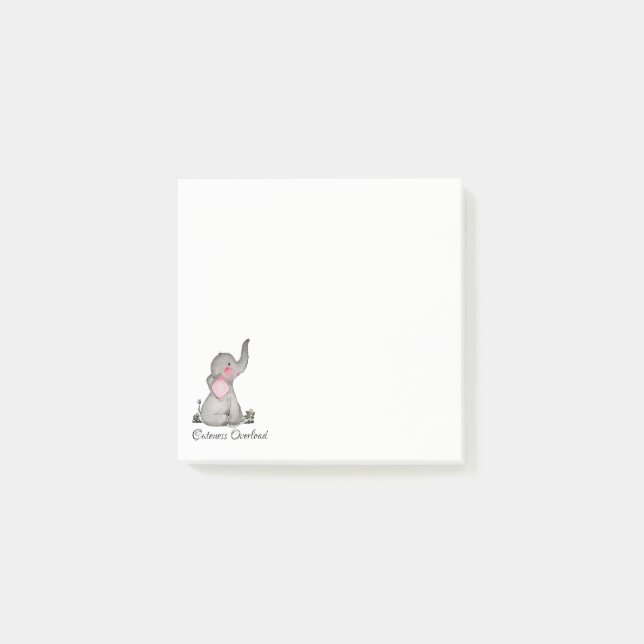 Post-it® L'éléphant mignon de bébé d'aquarelle avec (Devant)