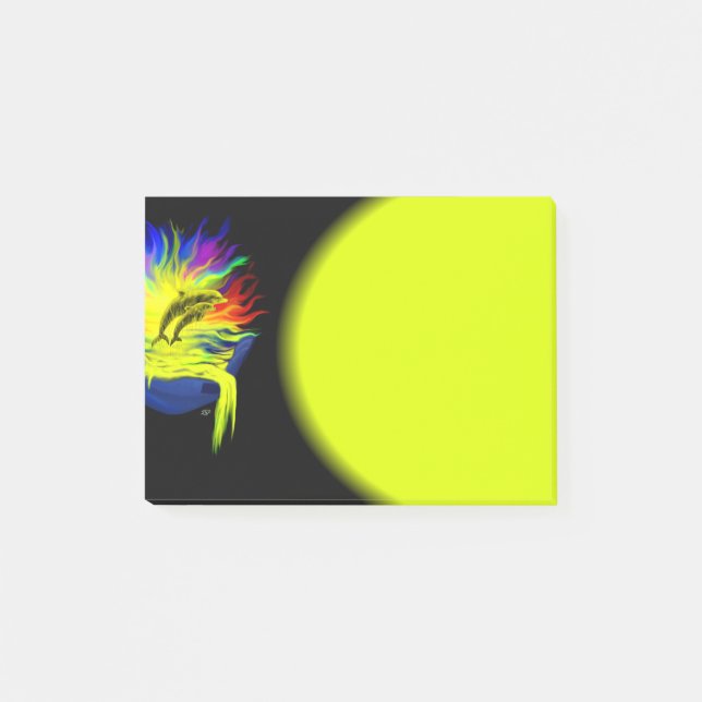 Post-it® Les dauphins sous le soleil avec la main (Devant)