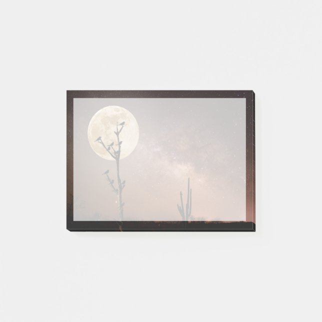 Post-it® Les déserts | Cactus Saguaro avec oiseaux dans le  (Devant)