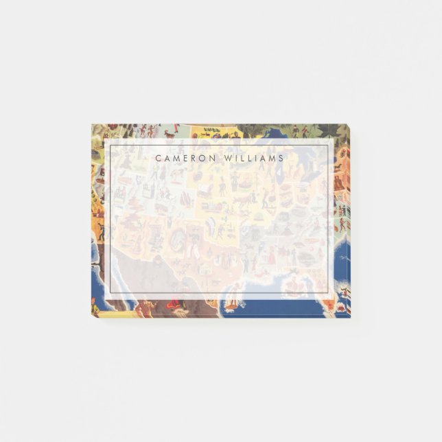 Post-it® Les Etats-Unis tracent - les vacances et le jeu (Devant)