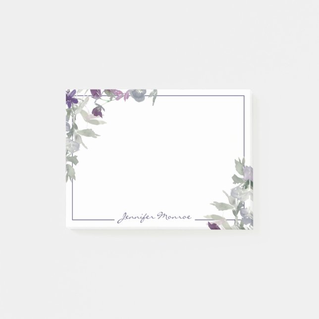 Post-it® Les fleurs d'aquarelle bordeaux et violets personn (Devant)