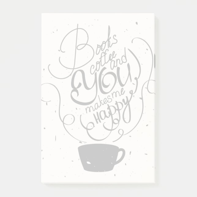 Post-it® Les livres café et vous me rend heureux (Devant)
