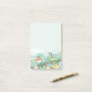 Post-it® Les oiseaux chantent sur une branche d'arbre en fl