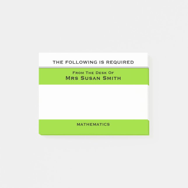 Post-it® Les professeurs que la classe note le vert | (Devant)