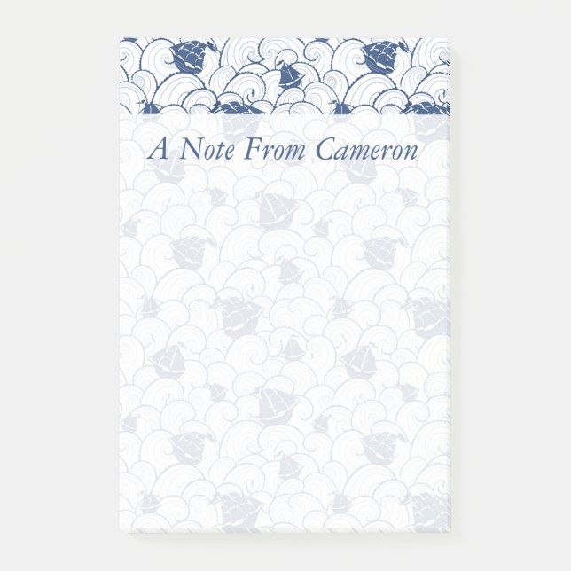 Post-it® Les voiliers sur le motif | de mer ajoutent votre (Devant)