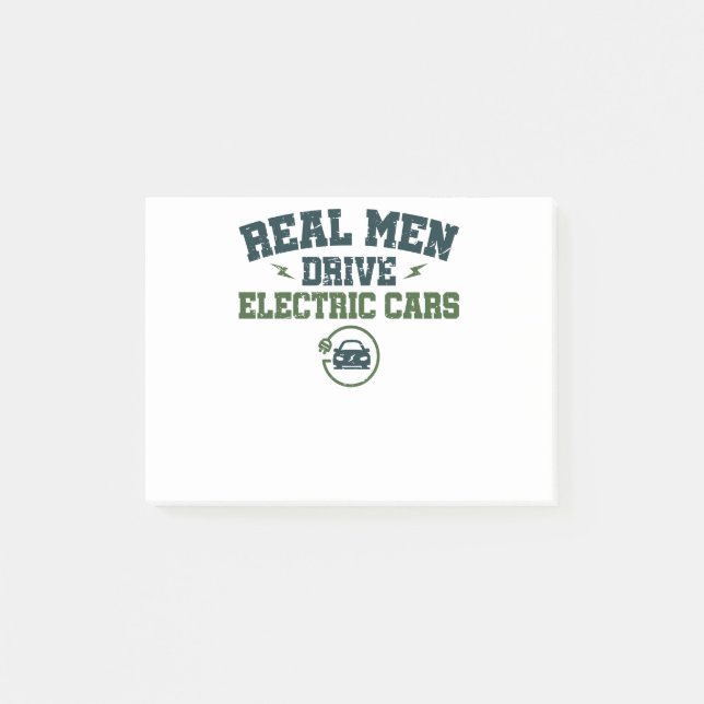 Post-it® Les vrais hommes conduisent des voitures électriqu (Devant)