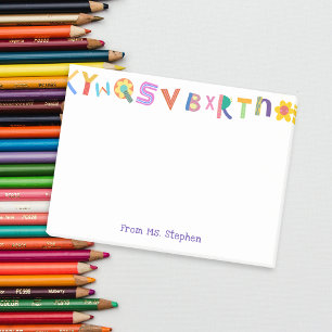 Post-it® Lettre colorée Nom personnalisé Professeur