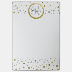 Post-it® Lettre de nom Monogramme Gold Confetti