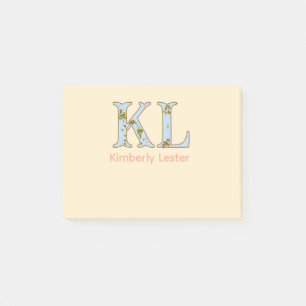 Post-it® lettre de nom monogramme pêche rétro pastel gras