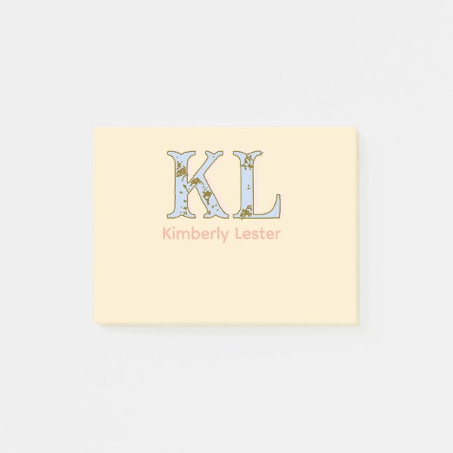 Post-it® lettre de nom monogramme pêche rétro pastel gras (Devant)