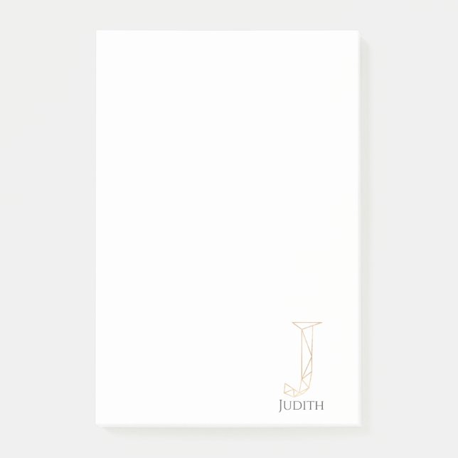 Post-it® Lettre d'or moderne J Monogramme Personnalisé (Devant)