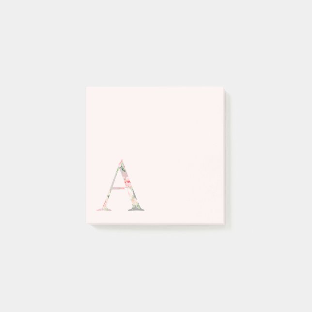 Post-it® Lettre florale "A" Monogramme Post-It Notes (Devant)